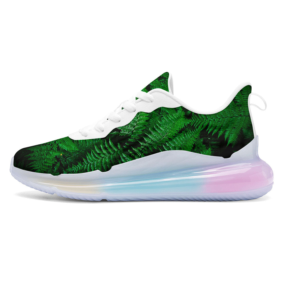 Fern Leaf Green Print Running Sneakers-grizzshop