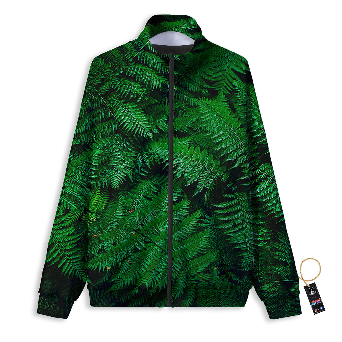 Fern Leaf Green Print Track Jacket-grizzshop