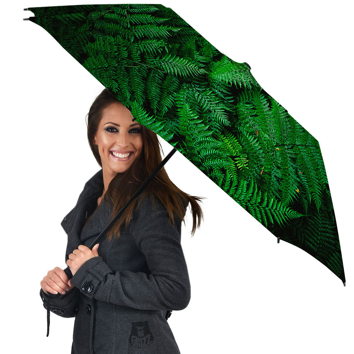 Fern Leaf Green Print Umbrella-grizzshop