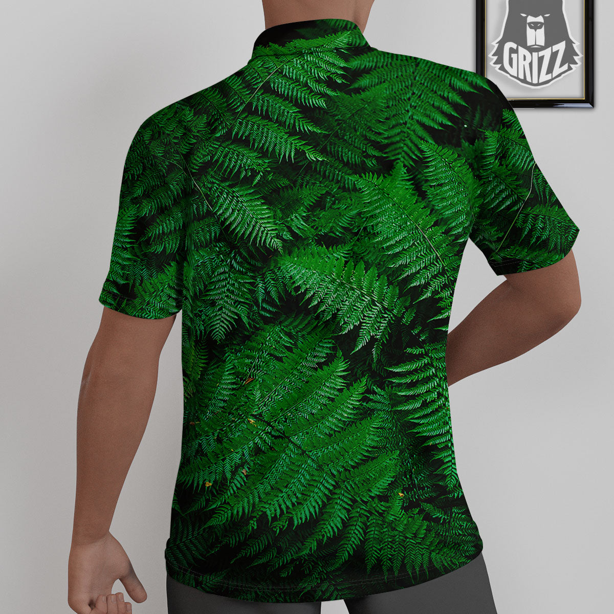 Fern Leaf Green Print Untucked Shirts-grizzshop