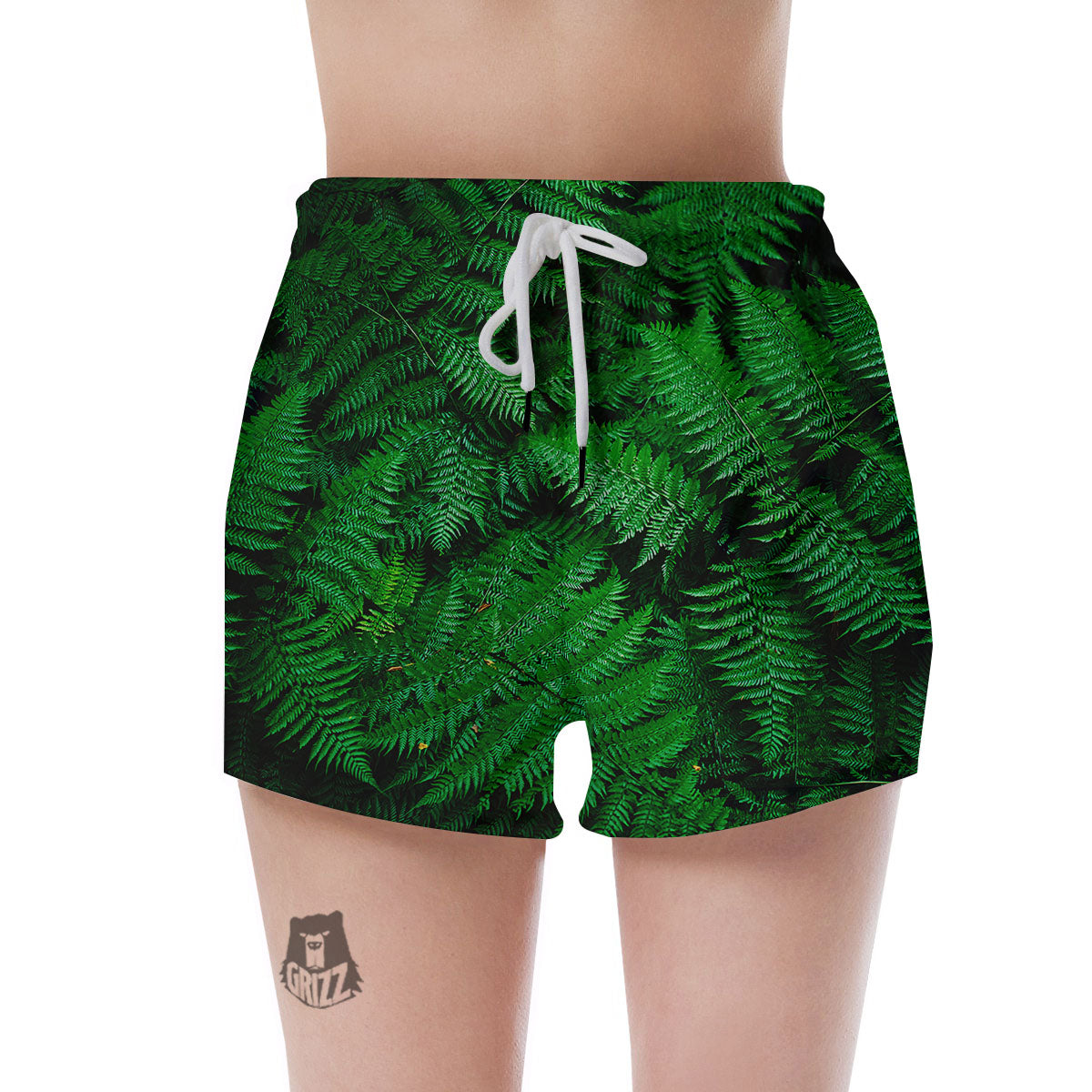 Fern Leaf Green Print Women's Shorts-grizzshop