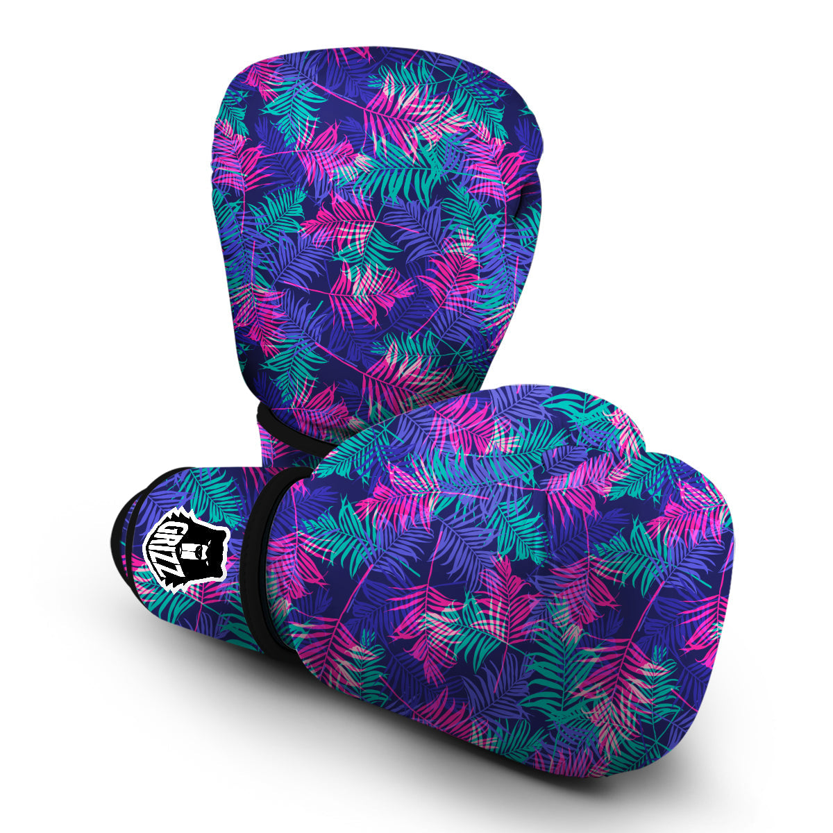 Fern Leaf Psychedelic Color Print Pattern Boxing Gloves-grizzshop