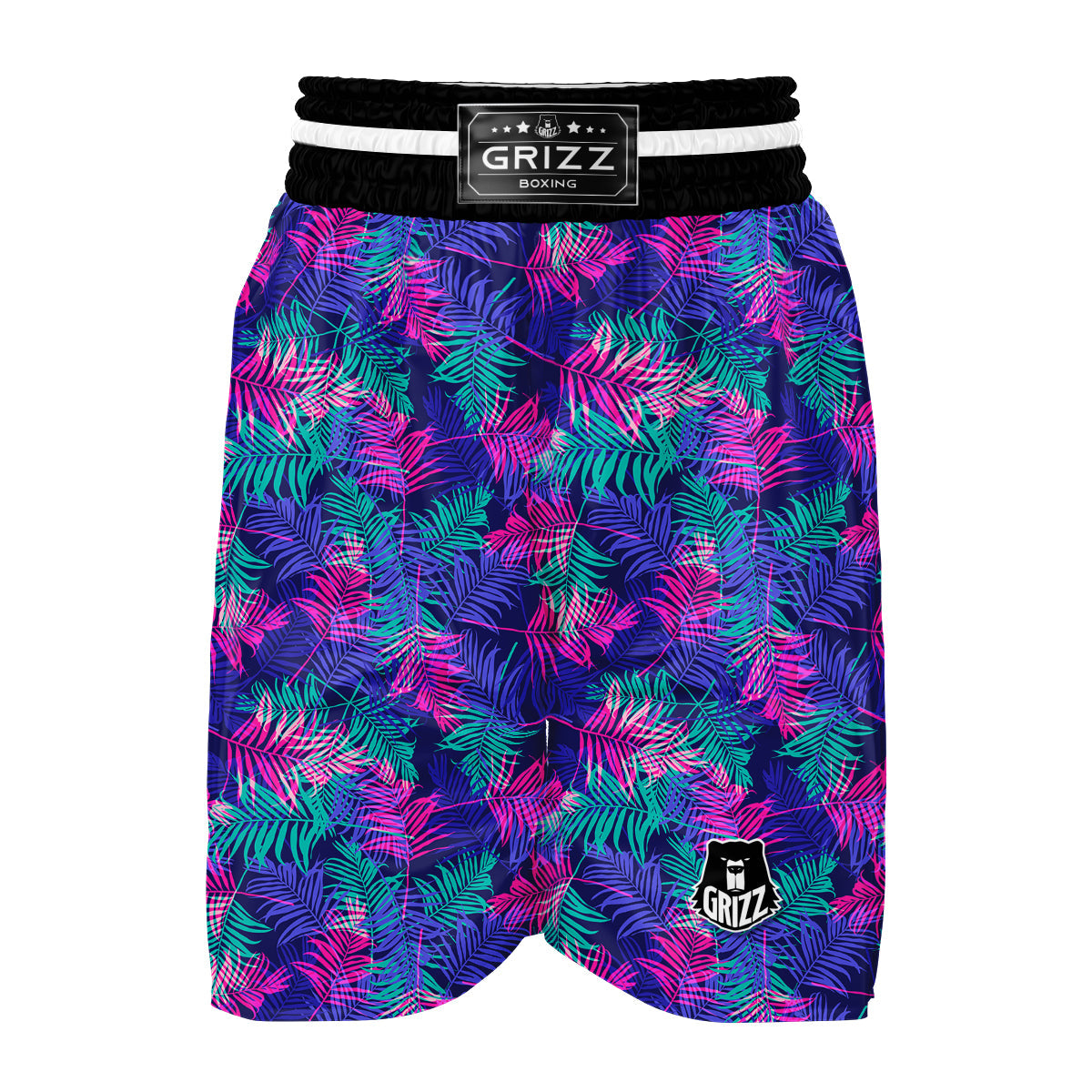 Fern Leaf Psychedelic Color Print Pattern Boxing Shorts-grizzshop