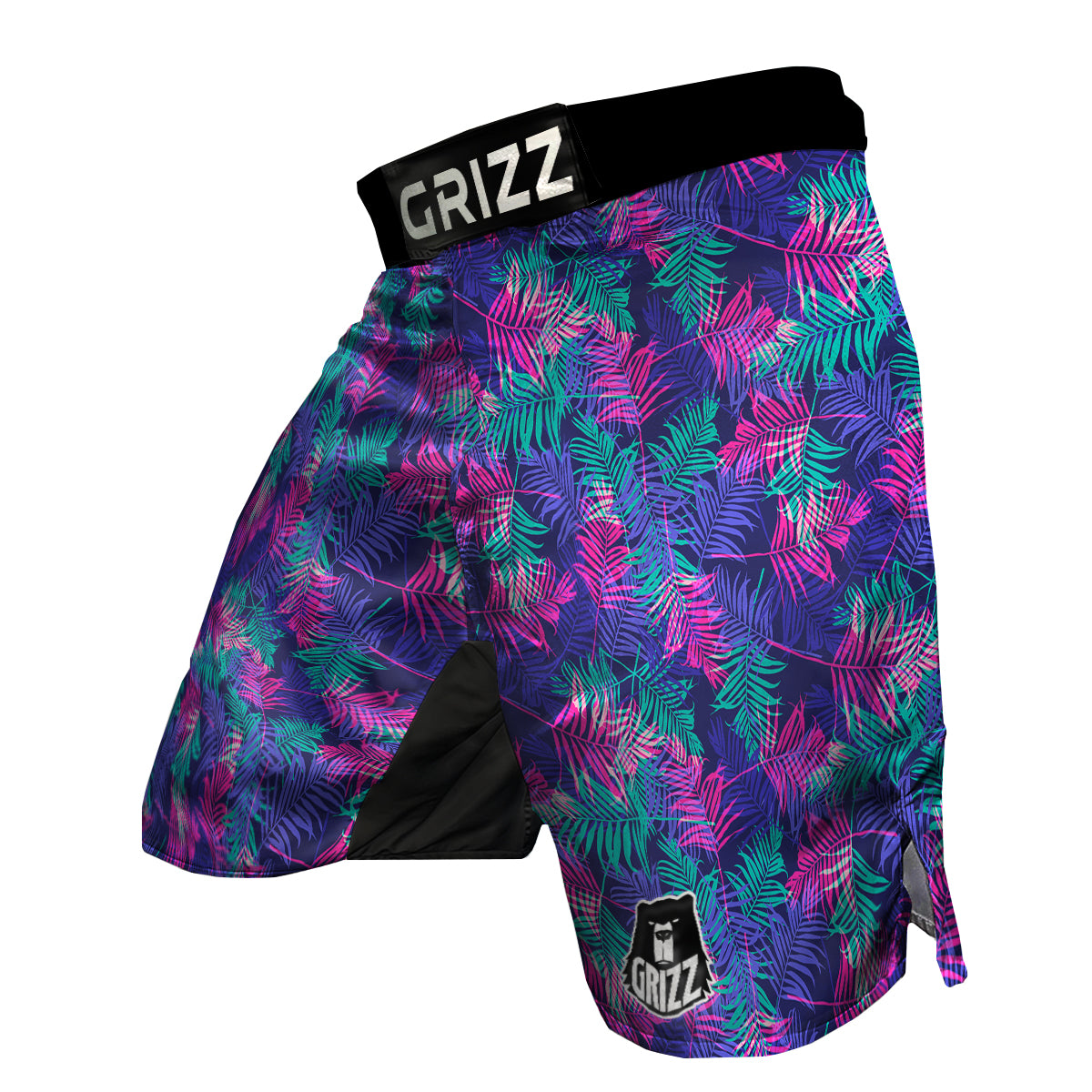 Fern Leaf Psychedelic Color Print Pattern MMA Shorts-grizzshop
