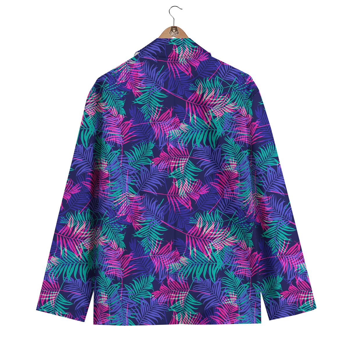 Fern Leaf Psychedelic Color Print Pattern Men's Blazer-grizzshop