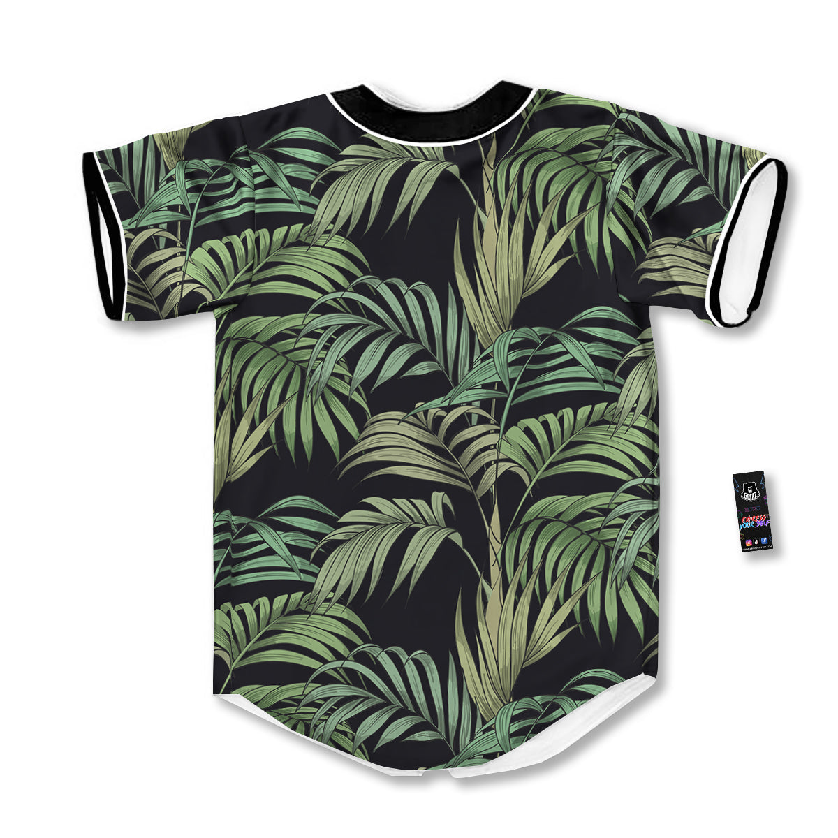 Fern Leaf Tropical Print Pattern Baseball Jersey-grizzshop