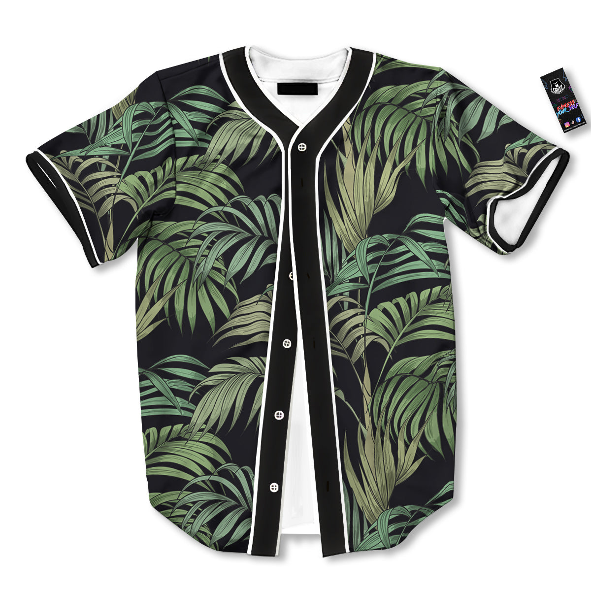 Fern Leaf Tropical Print Pattern Baseball Jersey-grizzshop