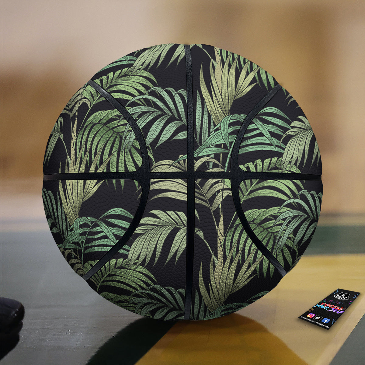 Fern Leaf Tropical Print Pattern Basketball