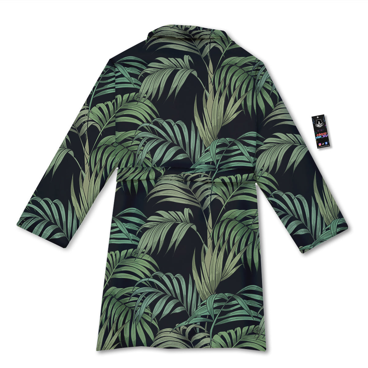 Fern Leaf Tropical Print Pattern Bathrobe-grizzshop