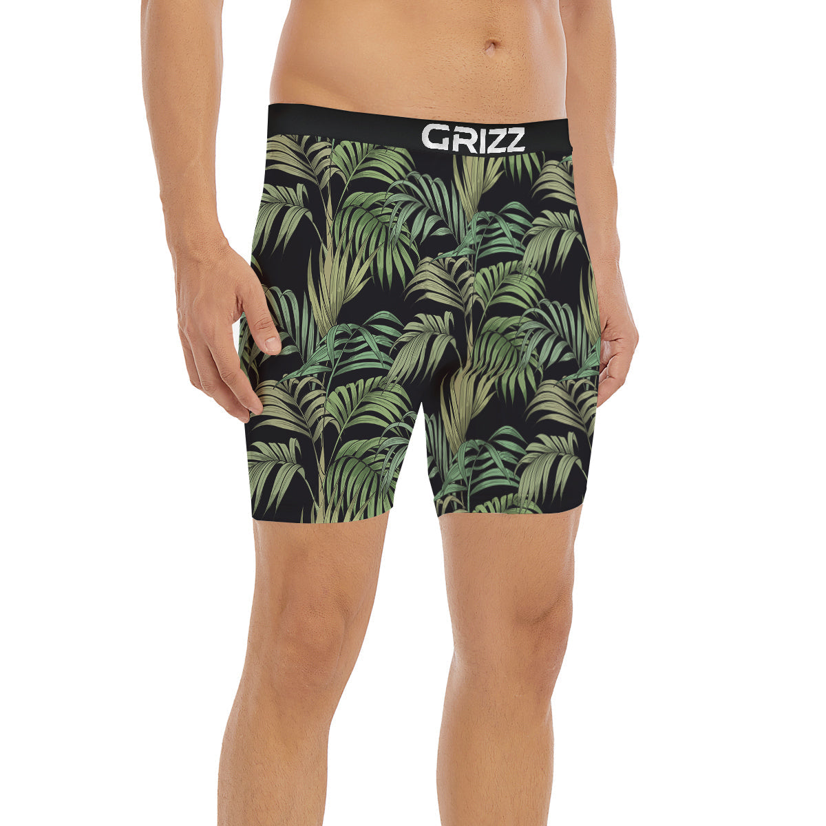 Fern Leaf Tropical Print Pattern Boxer Briefs-grizzshop