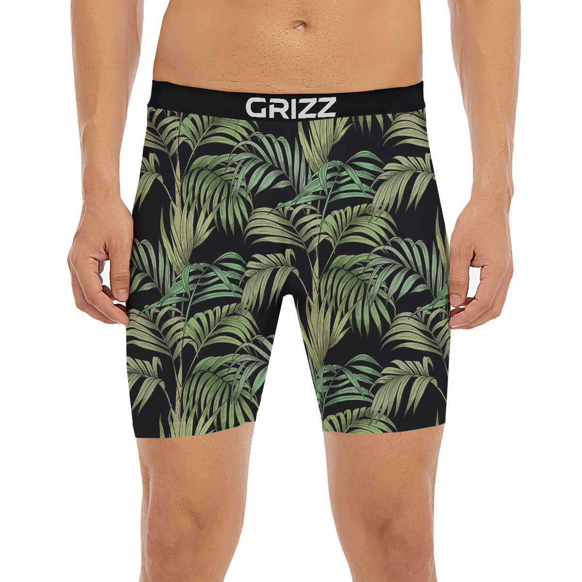 Fern Leaf Tropical Print Pattern Boxer Briefs-grizzshop