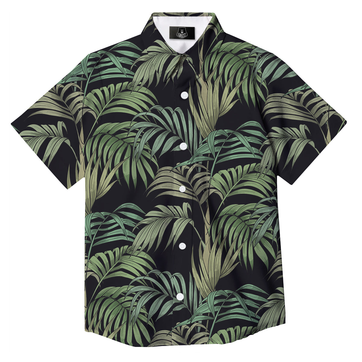 Fern Leaf Tropical Print Pattern Button Up Shirt-grizzshop