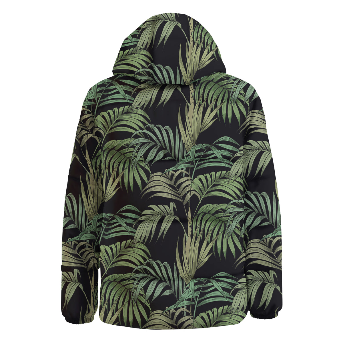 Fern Leaf Tropical Print Pattern Down Jacket-grizzshop