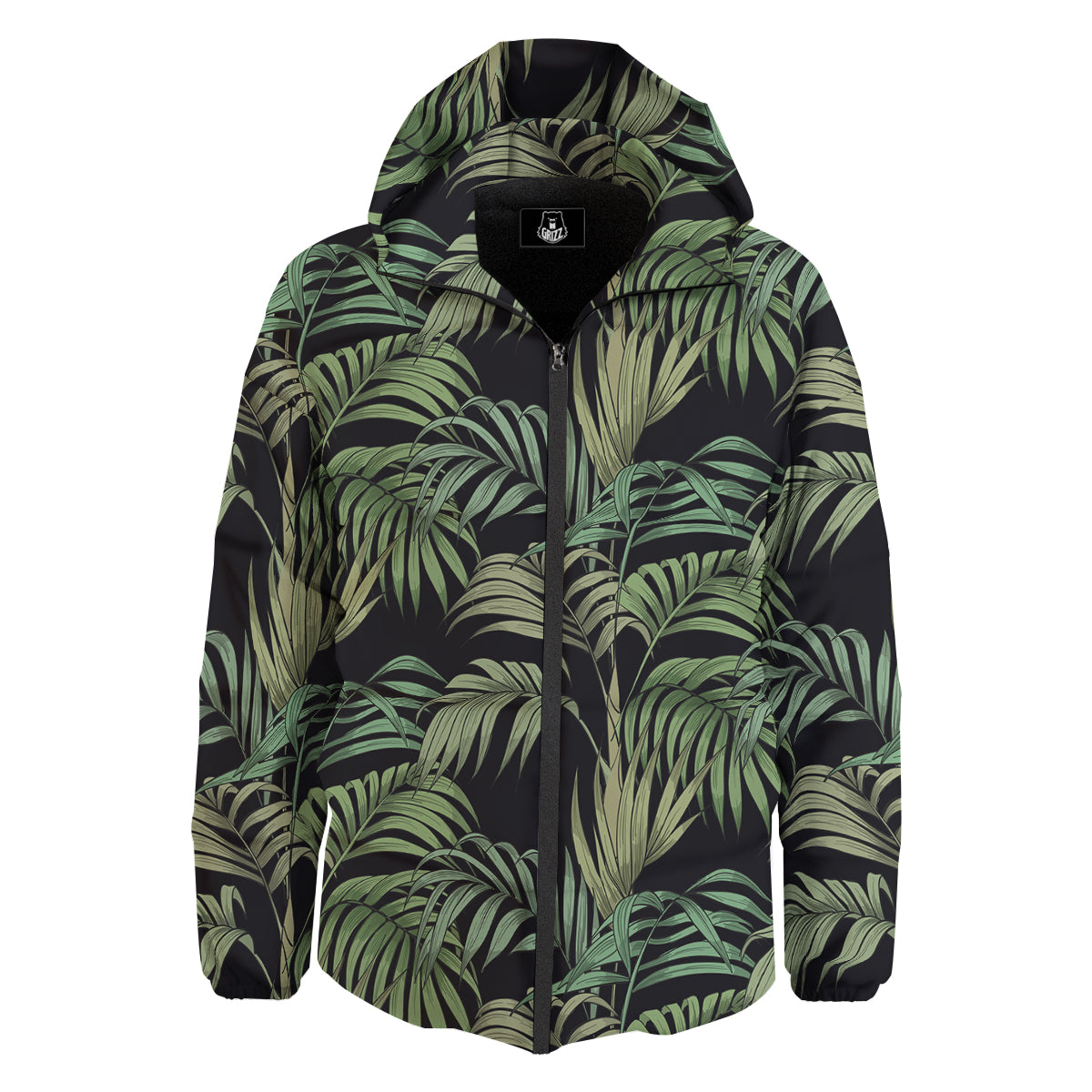 Fern Leaf Tropical Print Pattern Down Jacket-grizzshop