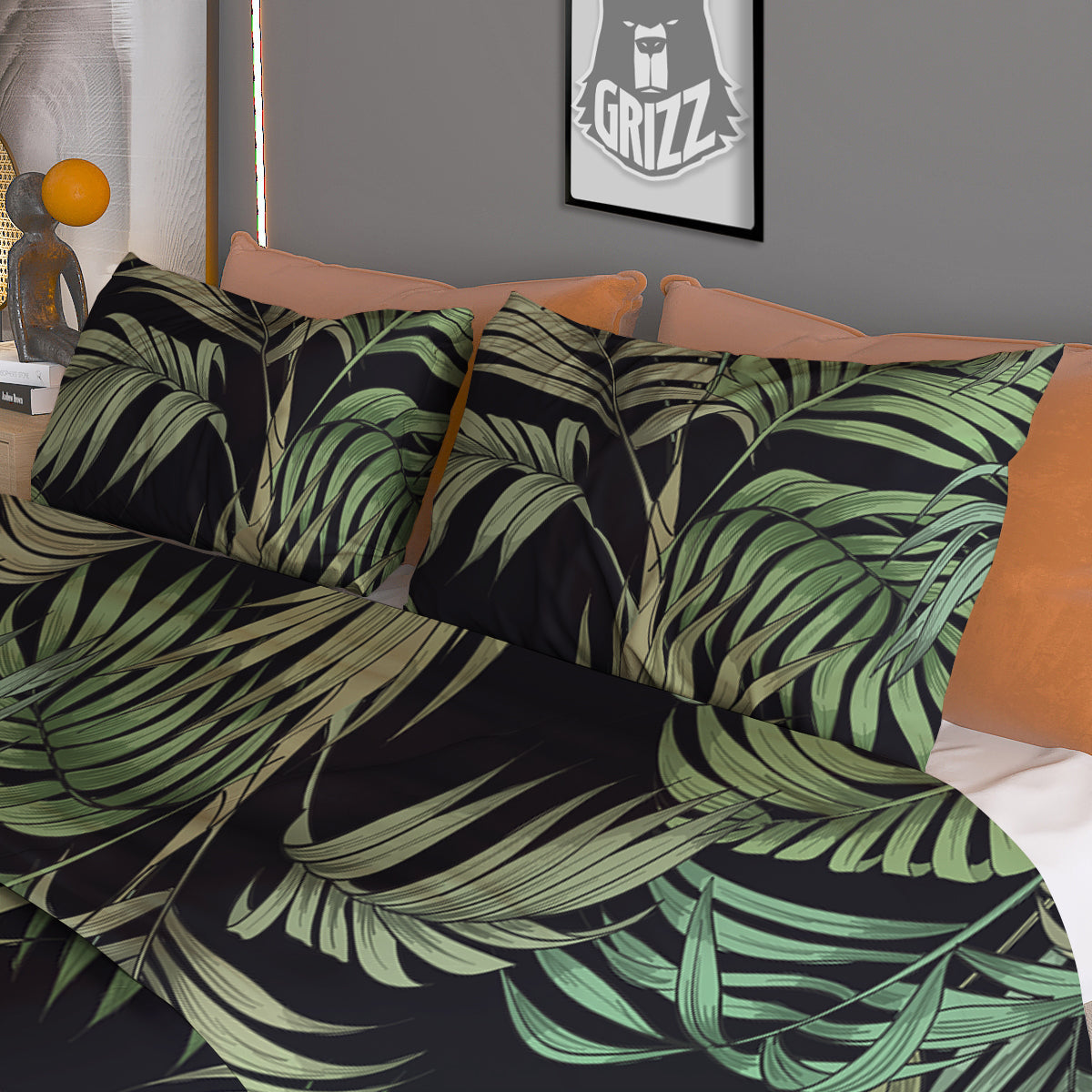 Fern Leaf Tropical Print Pattern Duvet Cover Bedding Set
