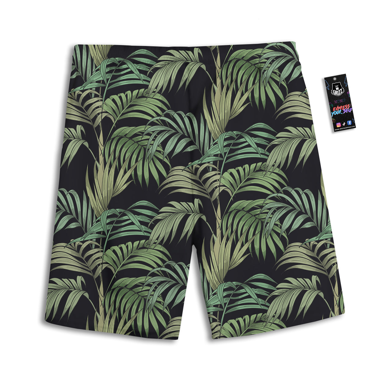 Fern Leaf Tropical Print Pattern Men's Athletic Shorts