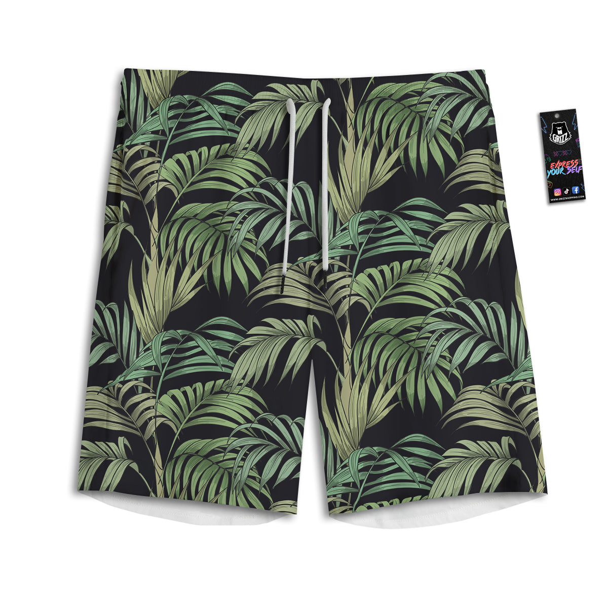 Fern Leaf Tropical Print Pattern Men's Athletic Shorts