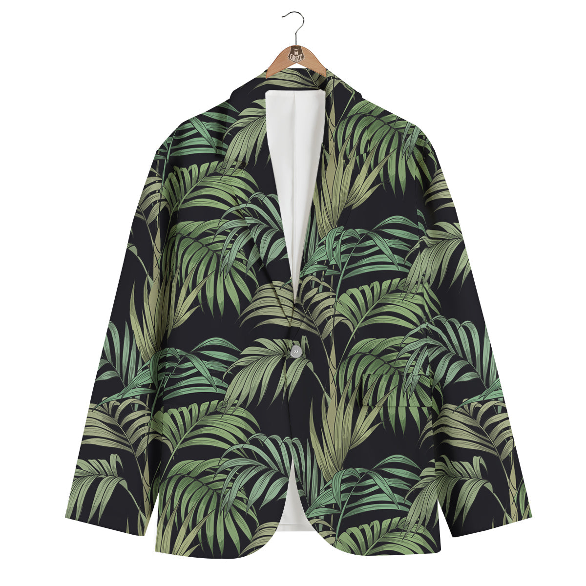 Fern Leaf Tropical Print Pattern Men's Blazer-grizzshop