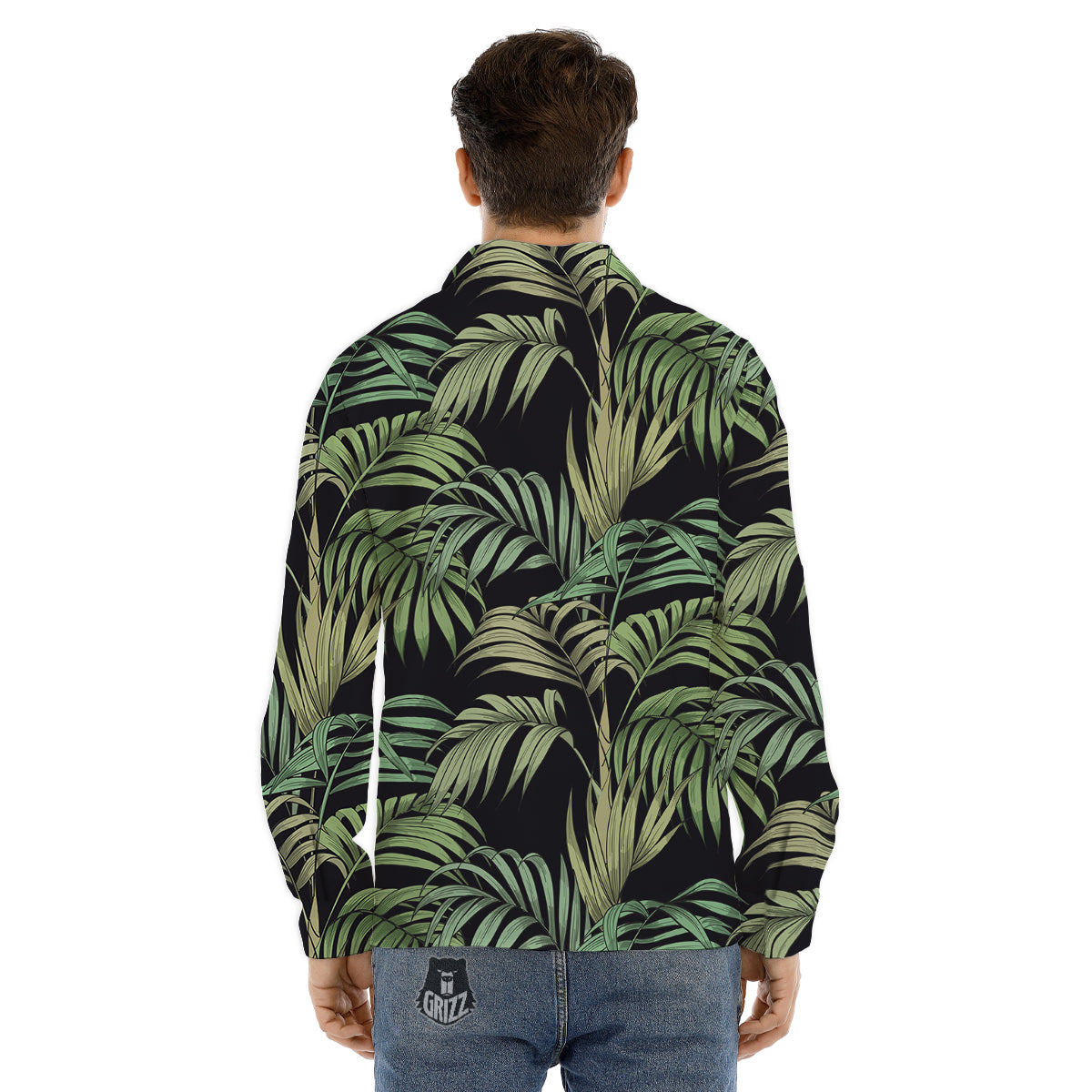 Fern Leaf Tropical Print Pattern Men's Dress Shirts-grizzshop