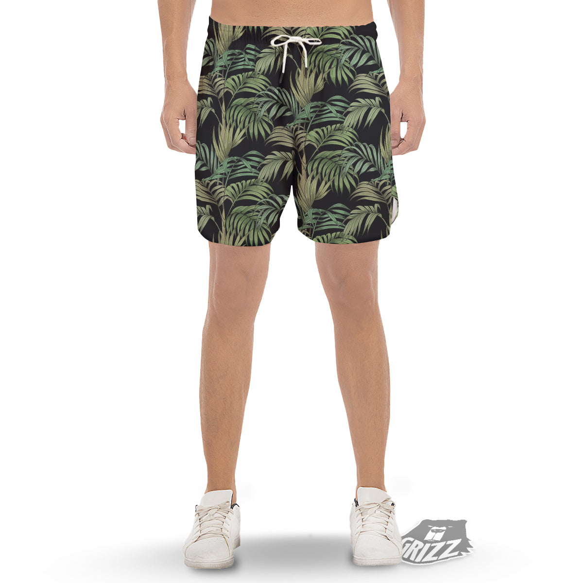 Fern Leaf Tropical Print Pattern Men's Gym Shorts-grizzshop