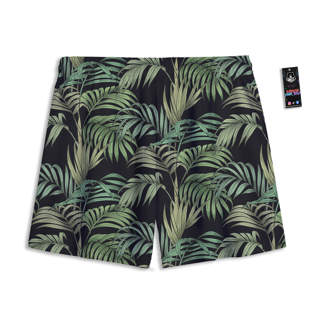 Fern Leaf Tropical Print Pattern Mesh Shorts