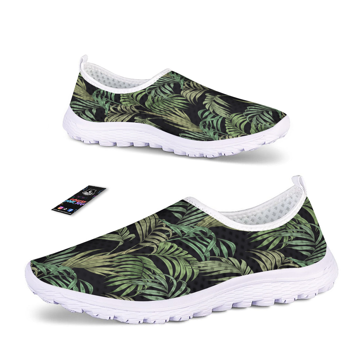 Fern Leaf Tropical Print Pattern Nurse Shoes-grizzshop