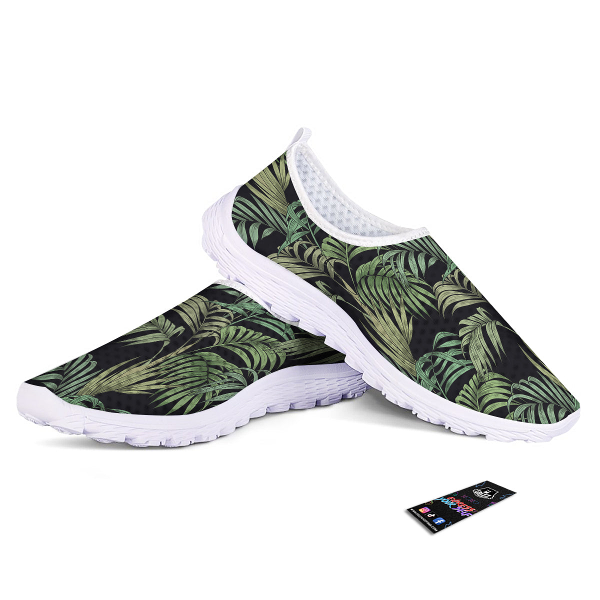 Fern Leaf Tropical Print Pattern Nurse Shoes-grizzshop