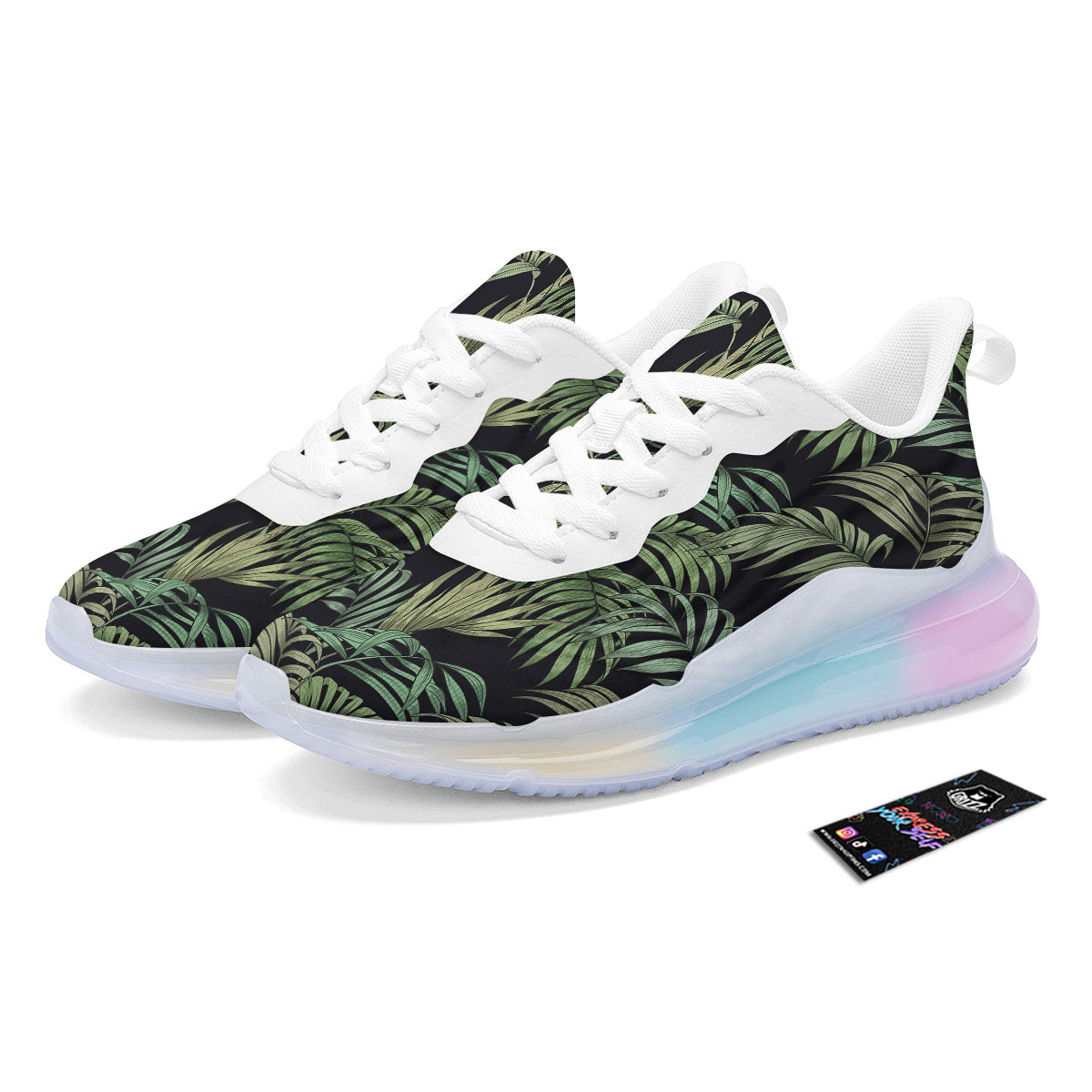 Fern Leaf Tropical Print Pattern Running Sneakers-grizzshop