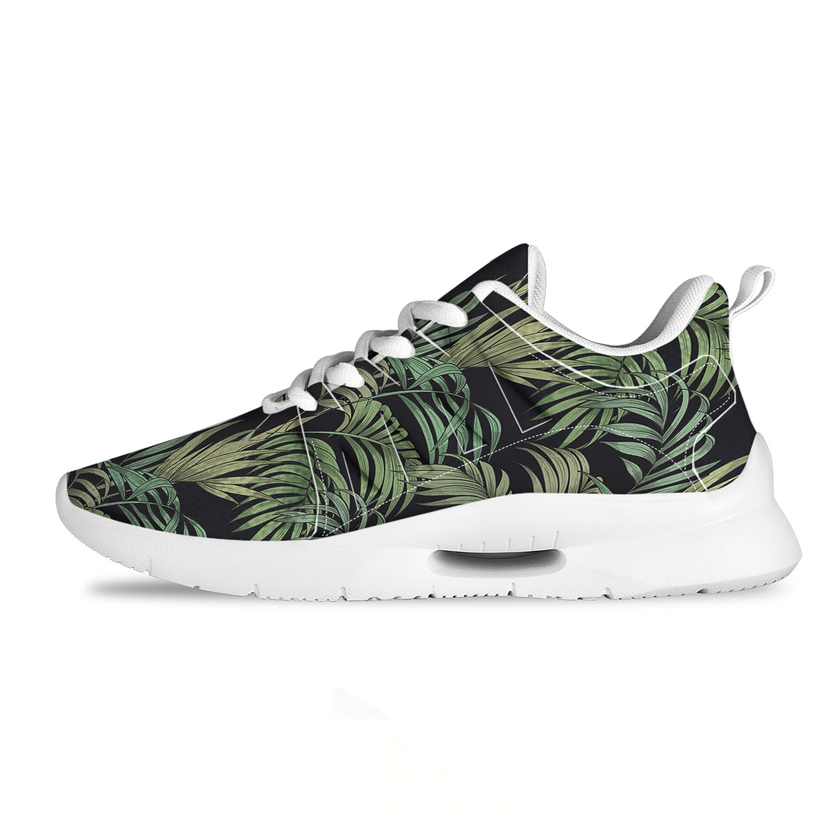 Fern Leaf Tropical Print Pattern Tennis Shoes-grizzshop