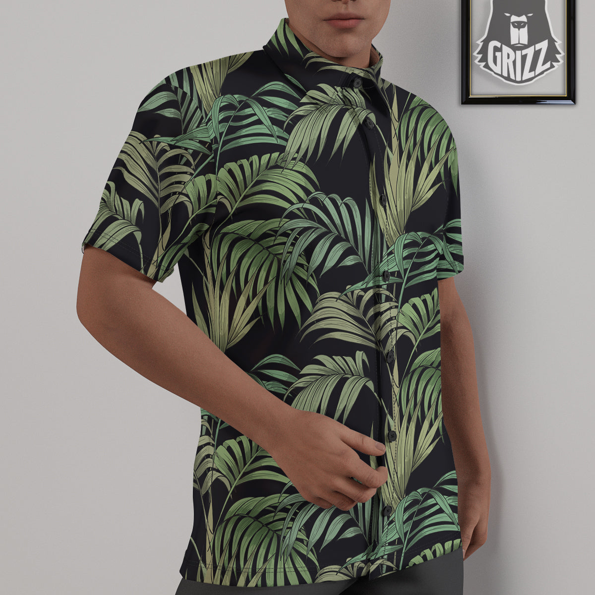Fern Leaf Tropical Print Pattern Untucked Shirts-grizzshop