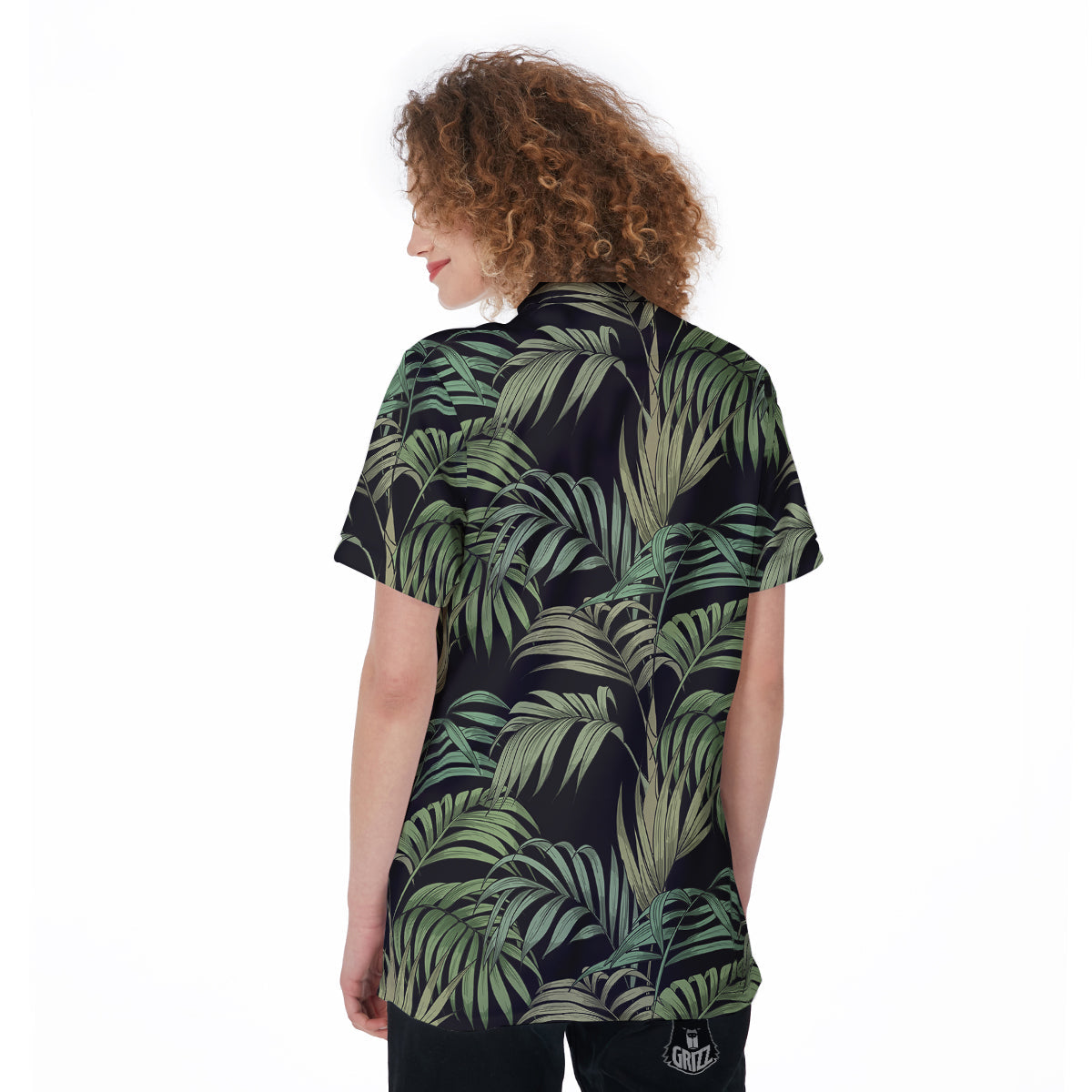 Fern Leaf Tropical Print Pattern Women's Golf Shirts-grizzshop