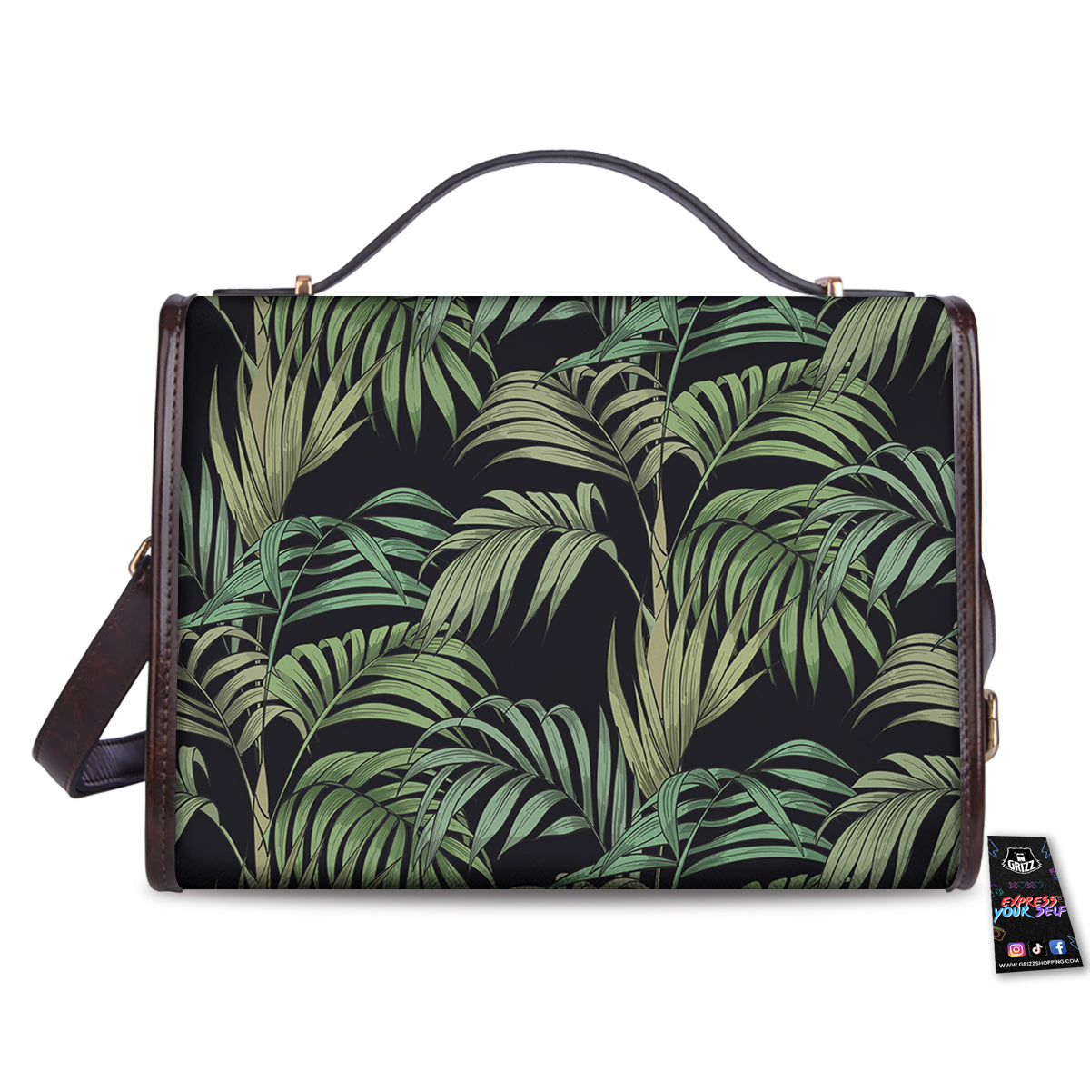Fern Leaf Tropical Print Pattern Women's Satchel Bag-grizzshop