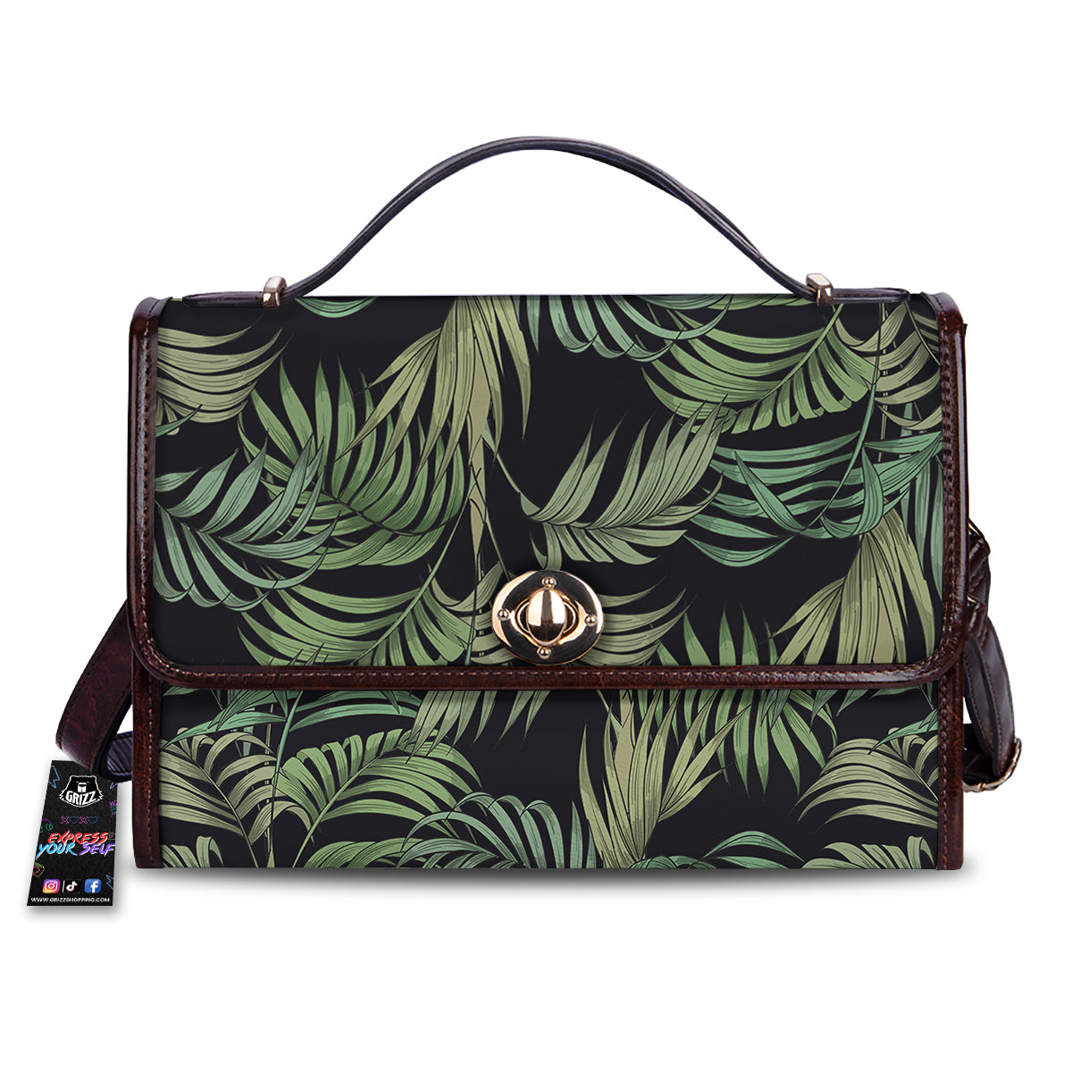 Fern Leaf Tropical Print Pattern Women's Satchel Bag-grizzshop