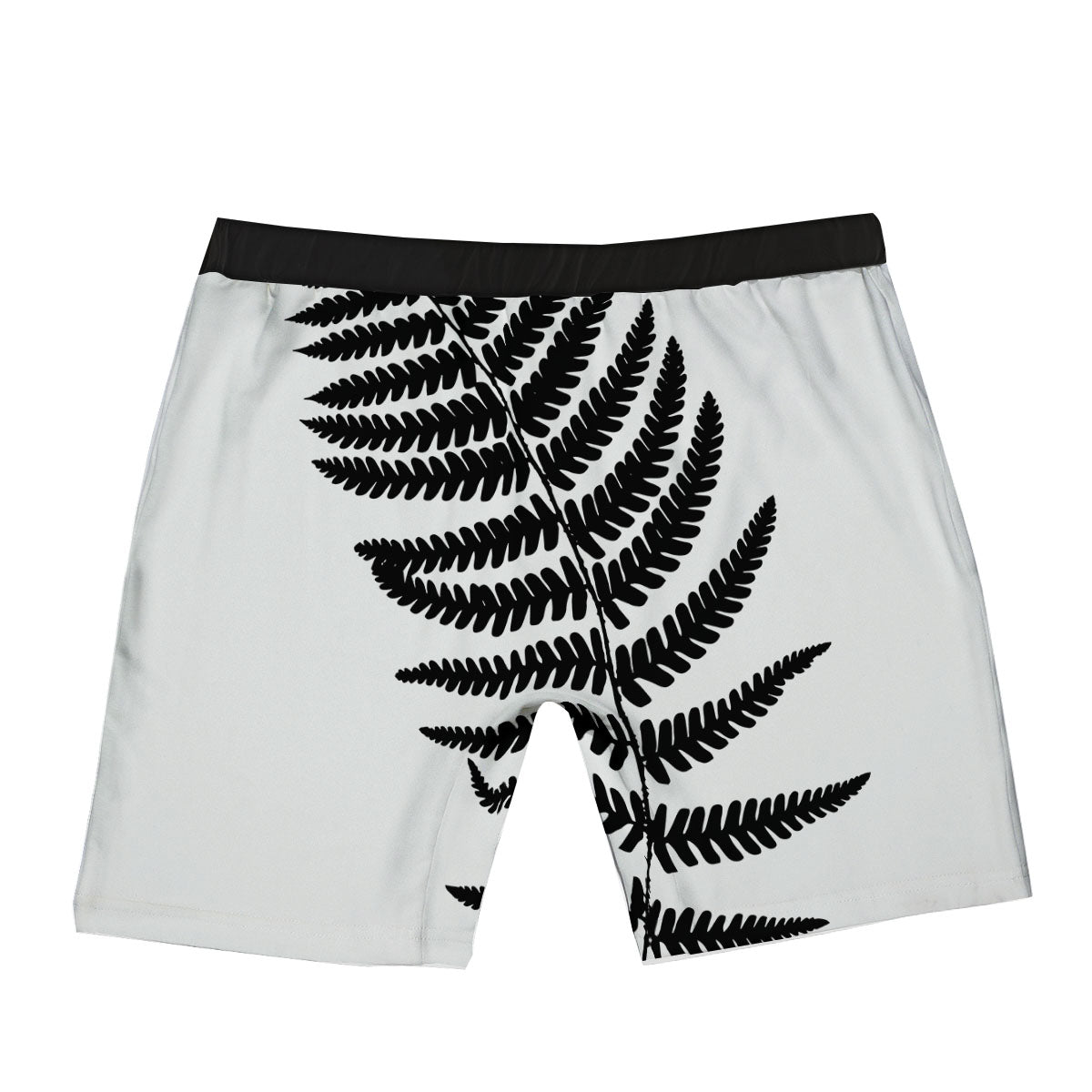 Fern Leaf White And Black Print Boxer Briefs-grizzshop