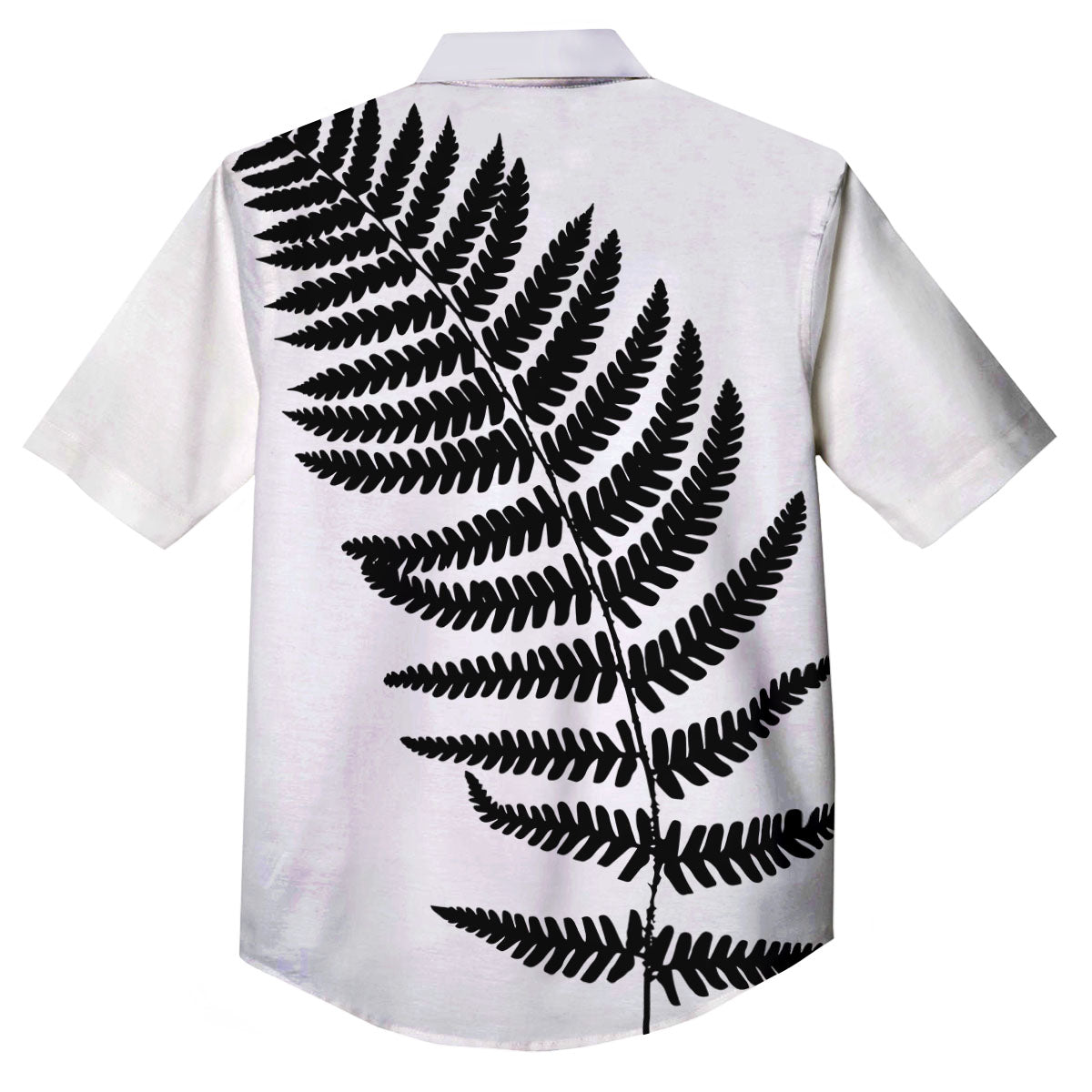 Fern Leaf White And Black Print Button Up Shirt-grizzshop