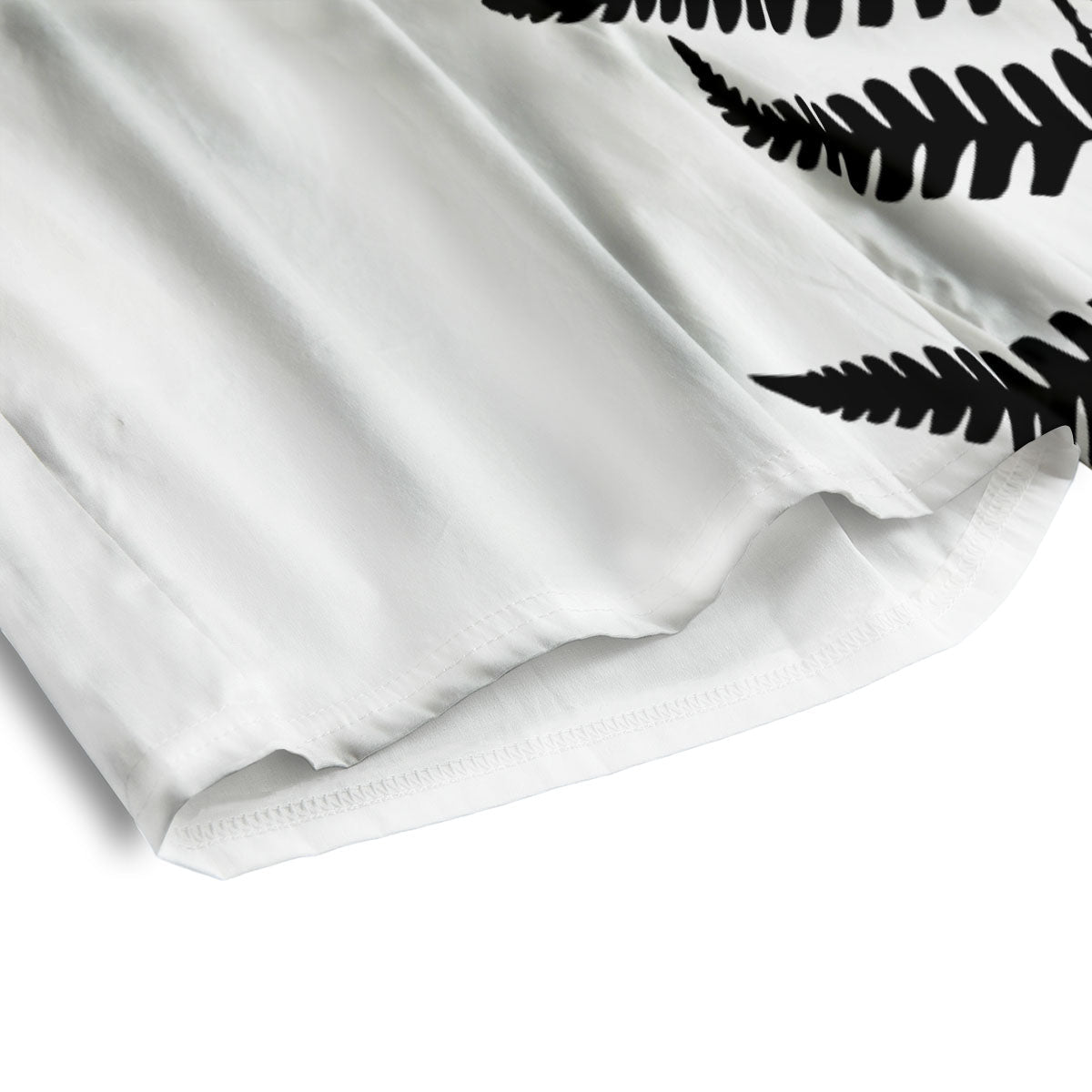 Fern Leaf White And Black Print Men's Athletic Shorts