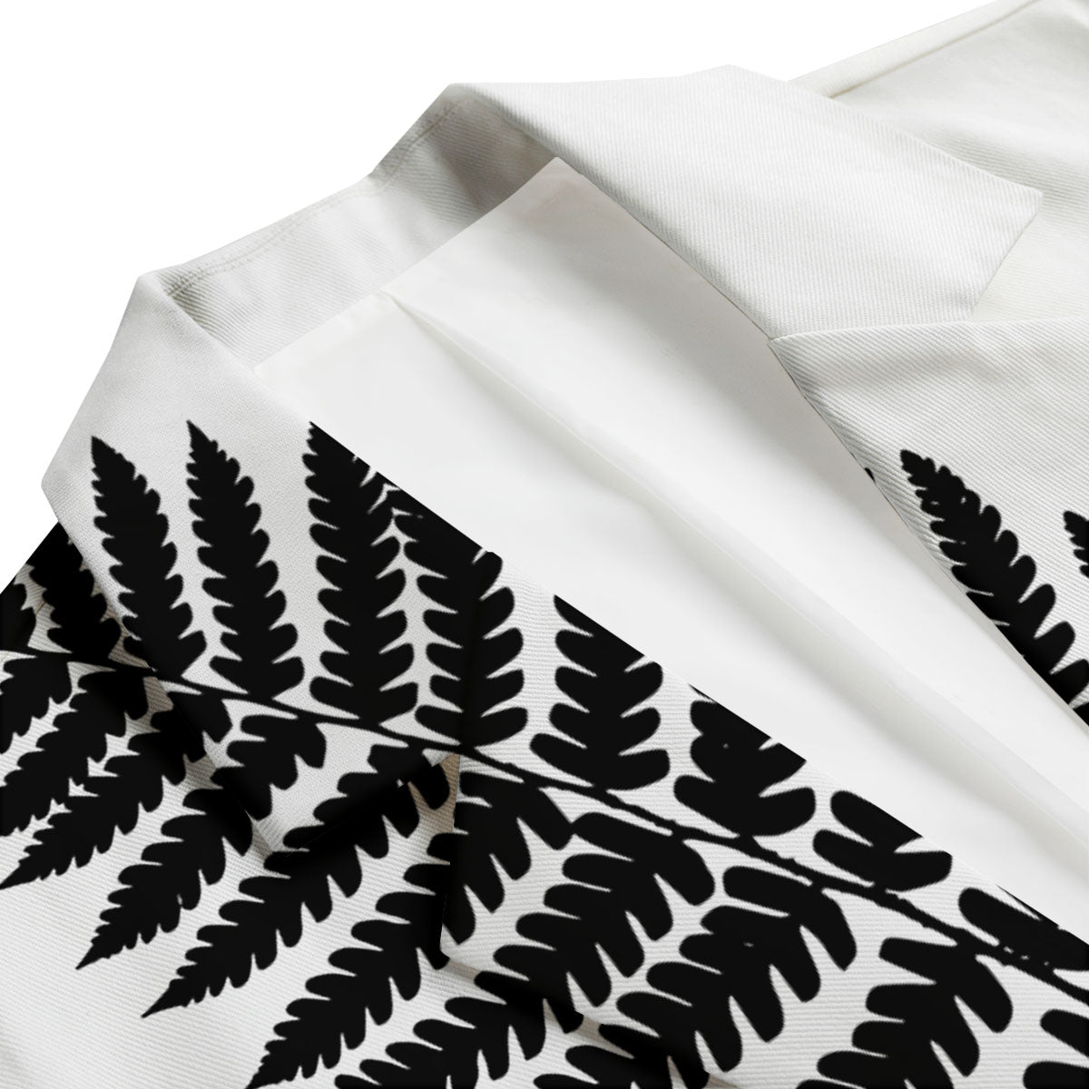 Fern Leaf White And Black Print Men's Blazer-grizzshop