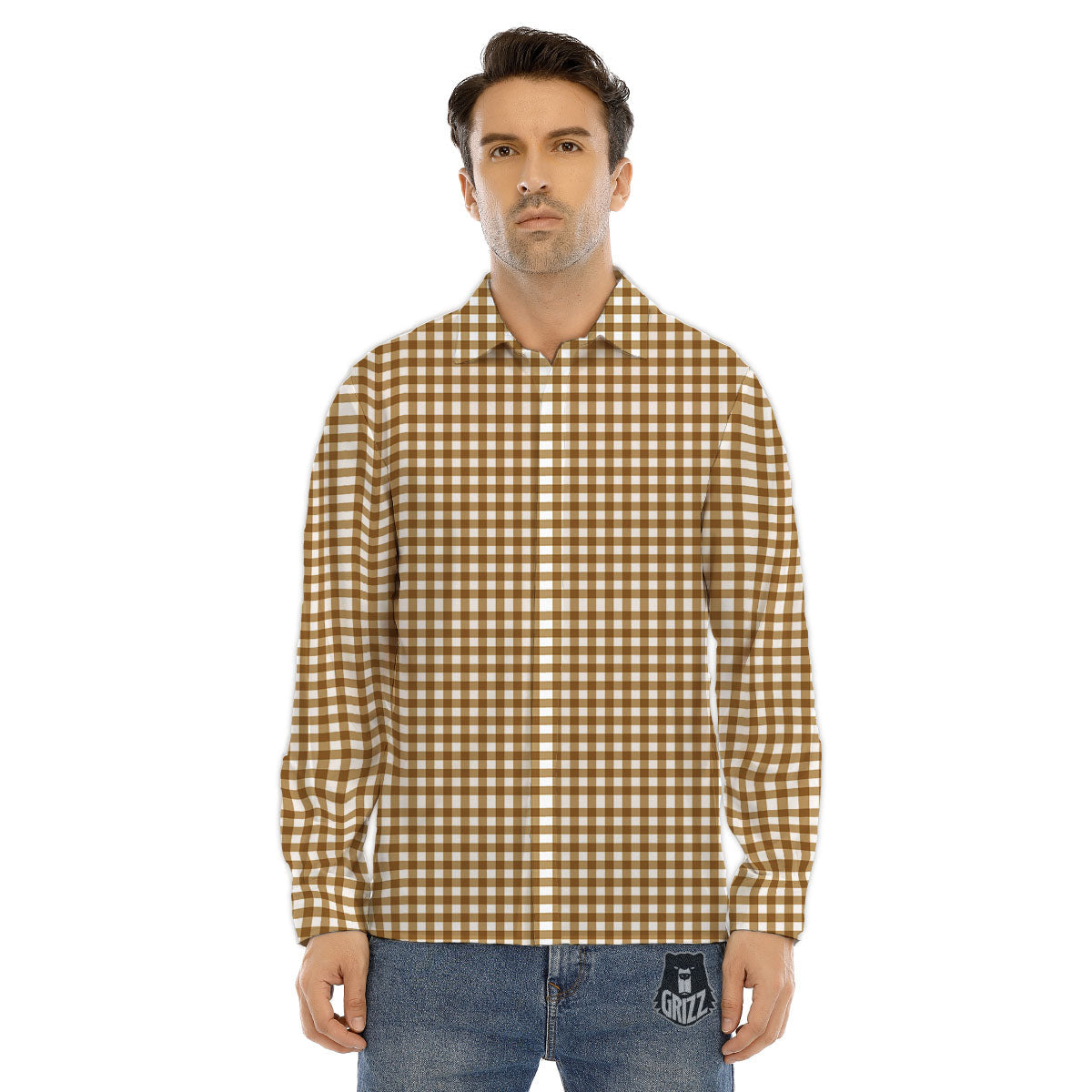 Fern Leaf White And Black Print Men's Dress Shirts-grizzshop