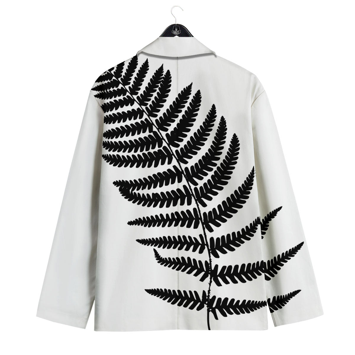 Fern Leaf White And Black Print Men's Sport Coat-grizzshop