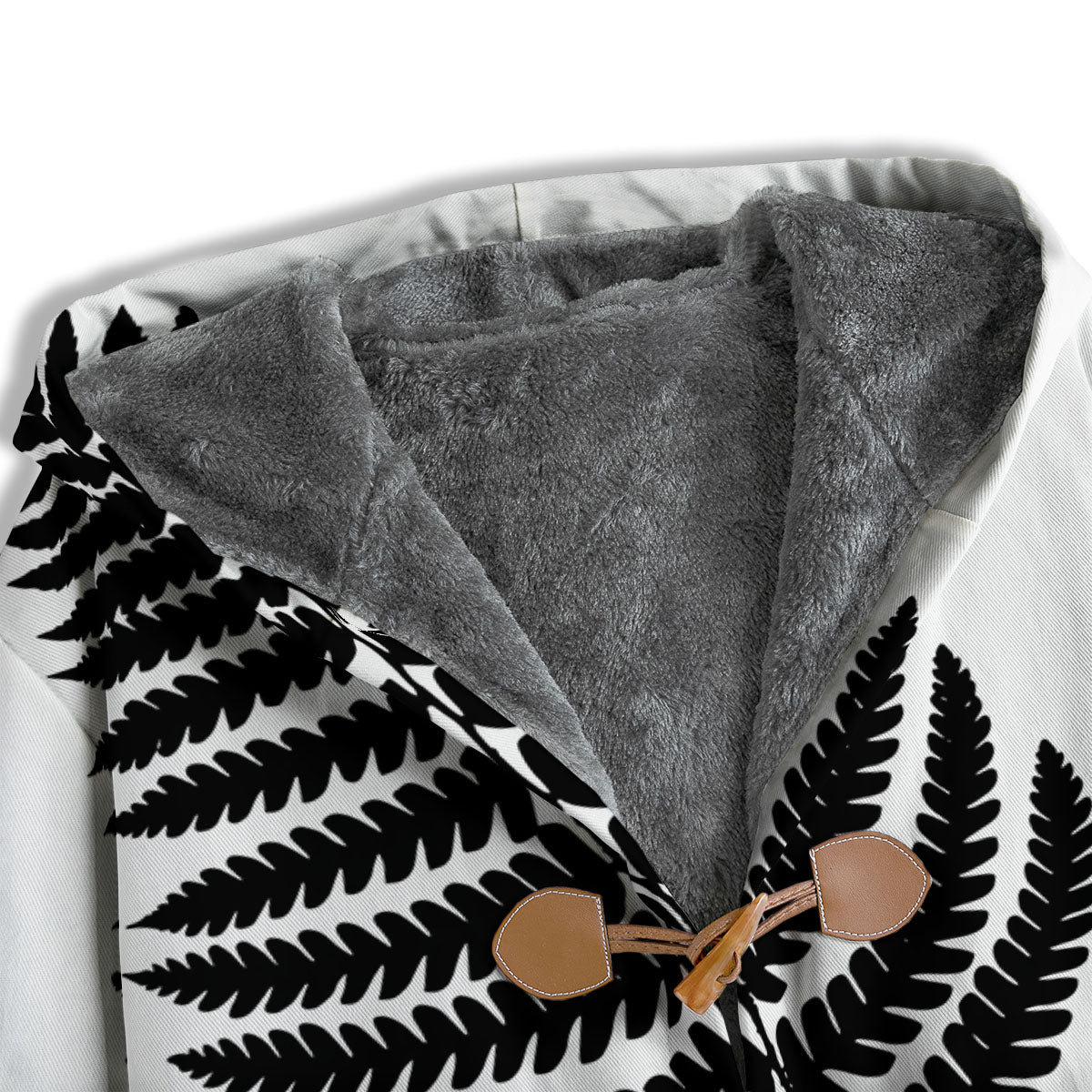 Fern Leaf White And Black Print Men's Windbreaker Jacket-grizzshop