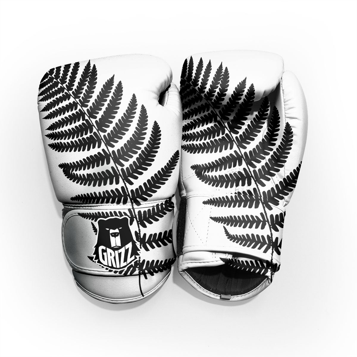 Fern Leaf White And Black Print Pro Boxing Glove