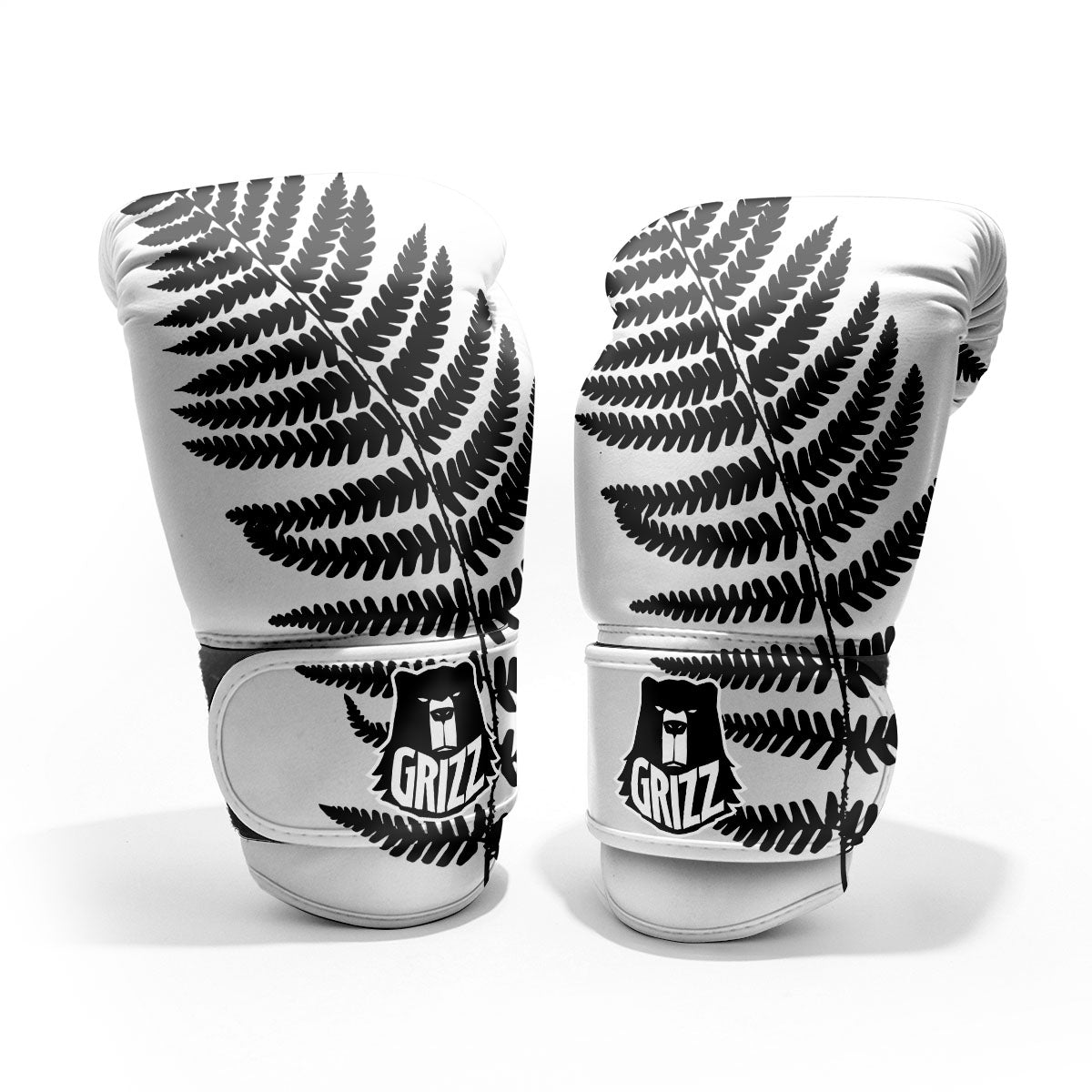 Fern Leaf White And Black Print Pro Boxing Glove