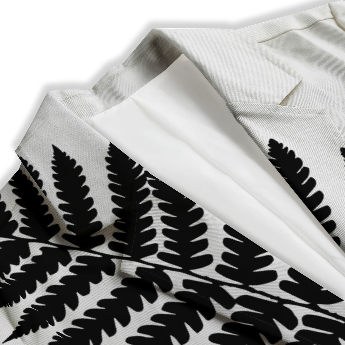 Fern Leaf White And Black Print Women's Blazer-grizzshop