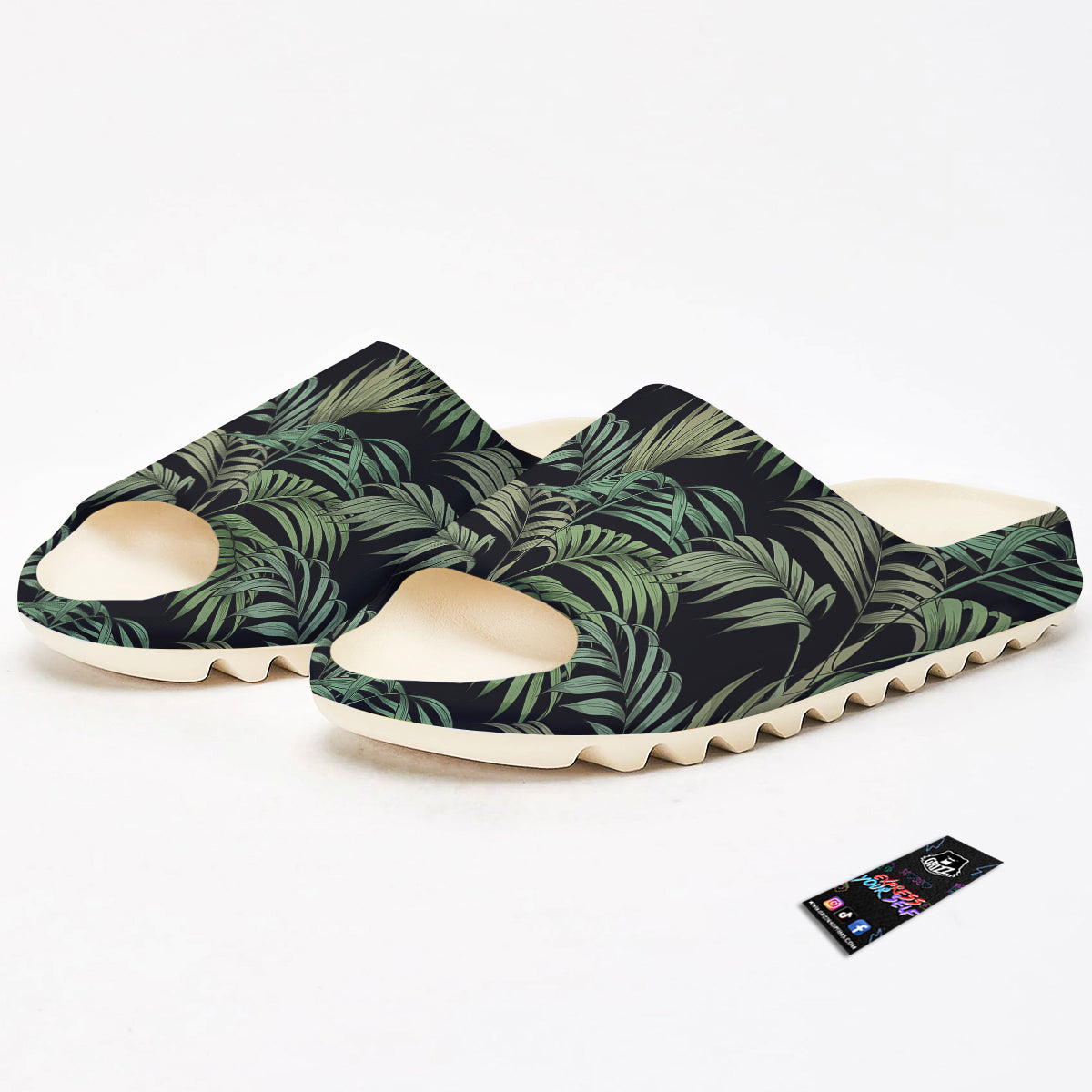 Fern Leaf Tropical Print Pattern Sandals-grizzshop