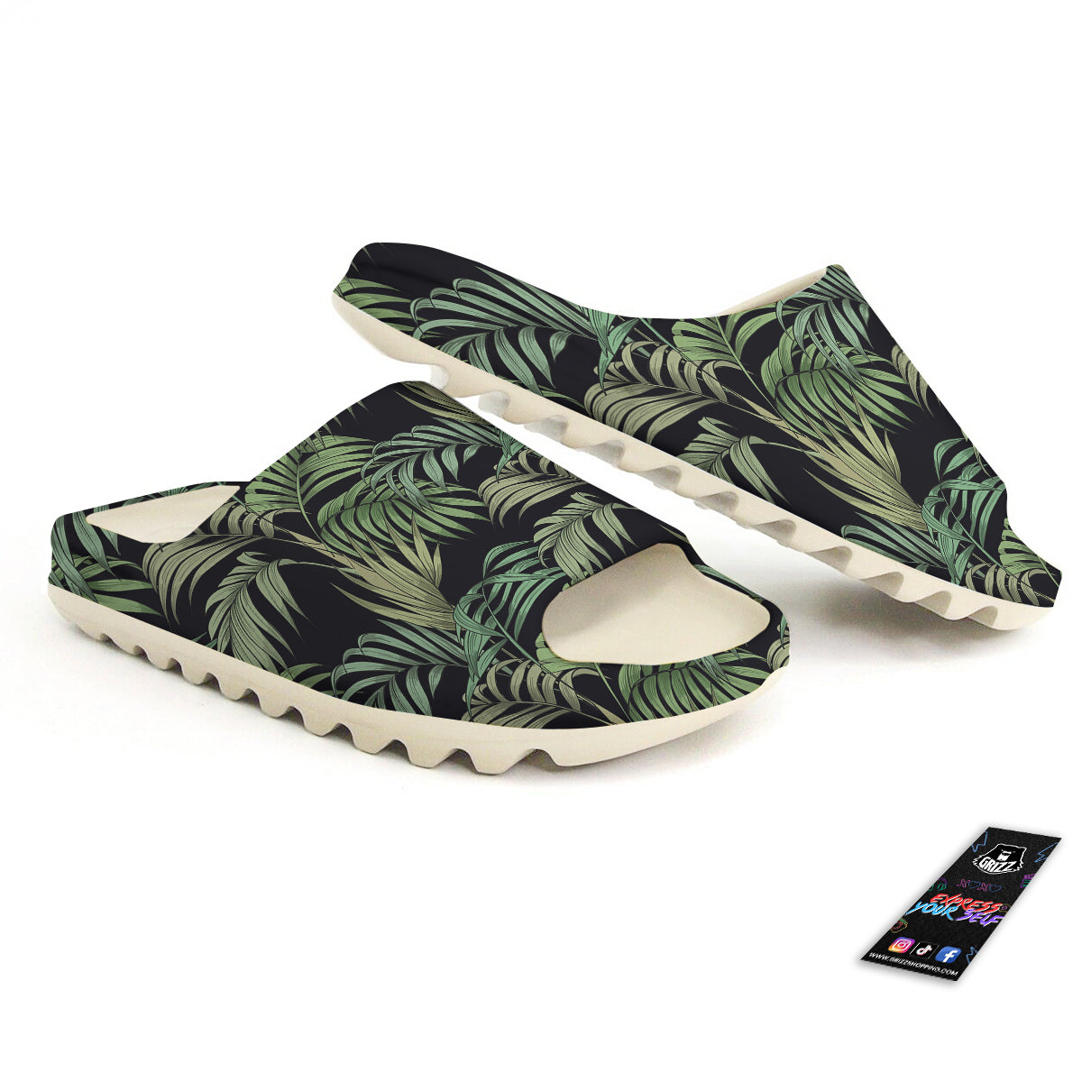 Fern Leaf Tropical Print Pattern Sandals-grizzshop