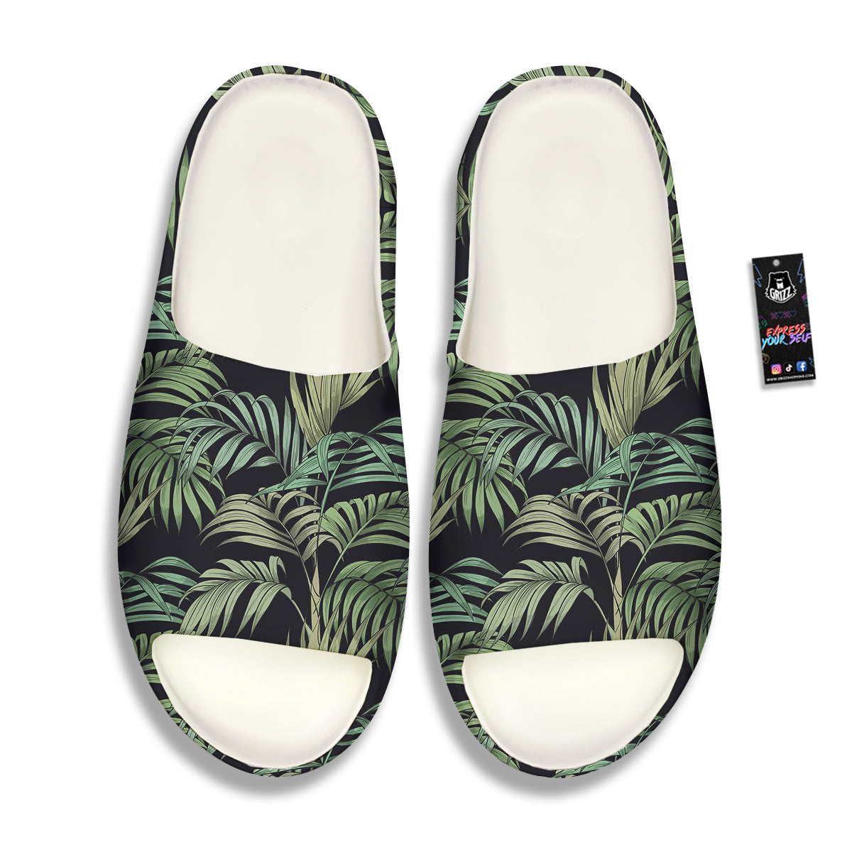 Fern Leaf Tropical Print Pattern Sandals-grizzshop