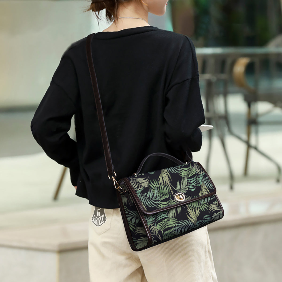 Fern Leaf Tropical Print Pattern Women's Satchel Bag