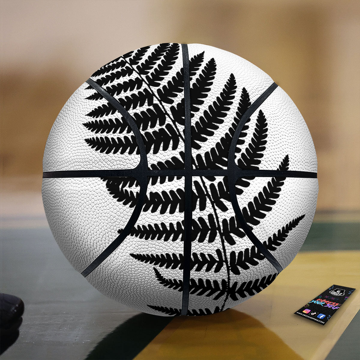 Fern Leaf White And Black Print Basketball