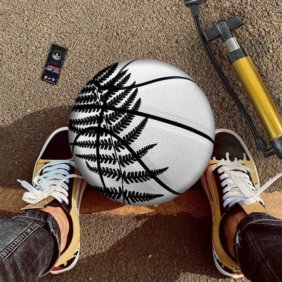 Fern Leaf White And Black Print Basketball