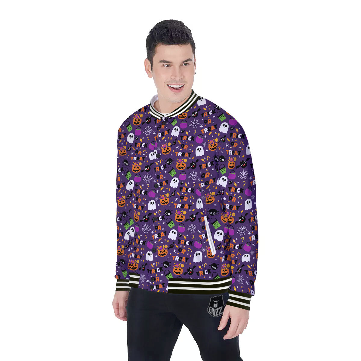 Festival Halloween Print Pattern Baseball Jacket-grizzshop